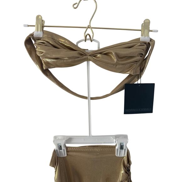 Vintage Norma Kamali Gold Ruched ensemble matching set size XS simply stunning - Picture 11 of 13